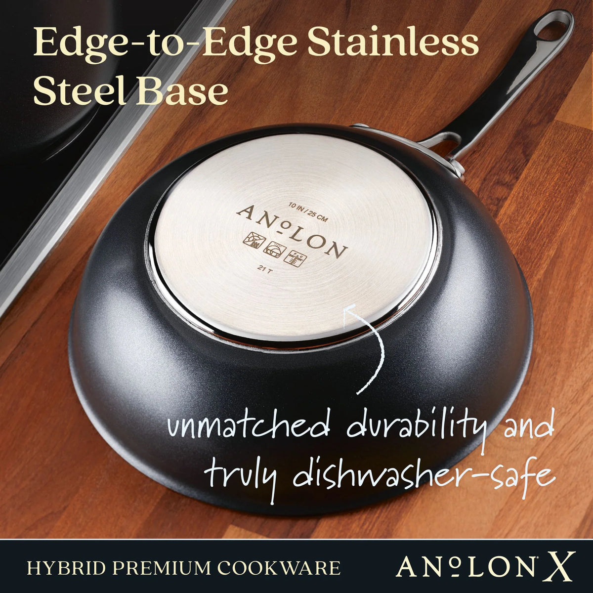 Anolon - 10" Black Hybrid Nonstick Wok With Lid - 14344