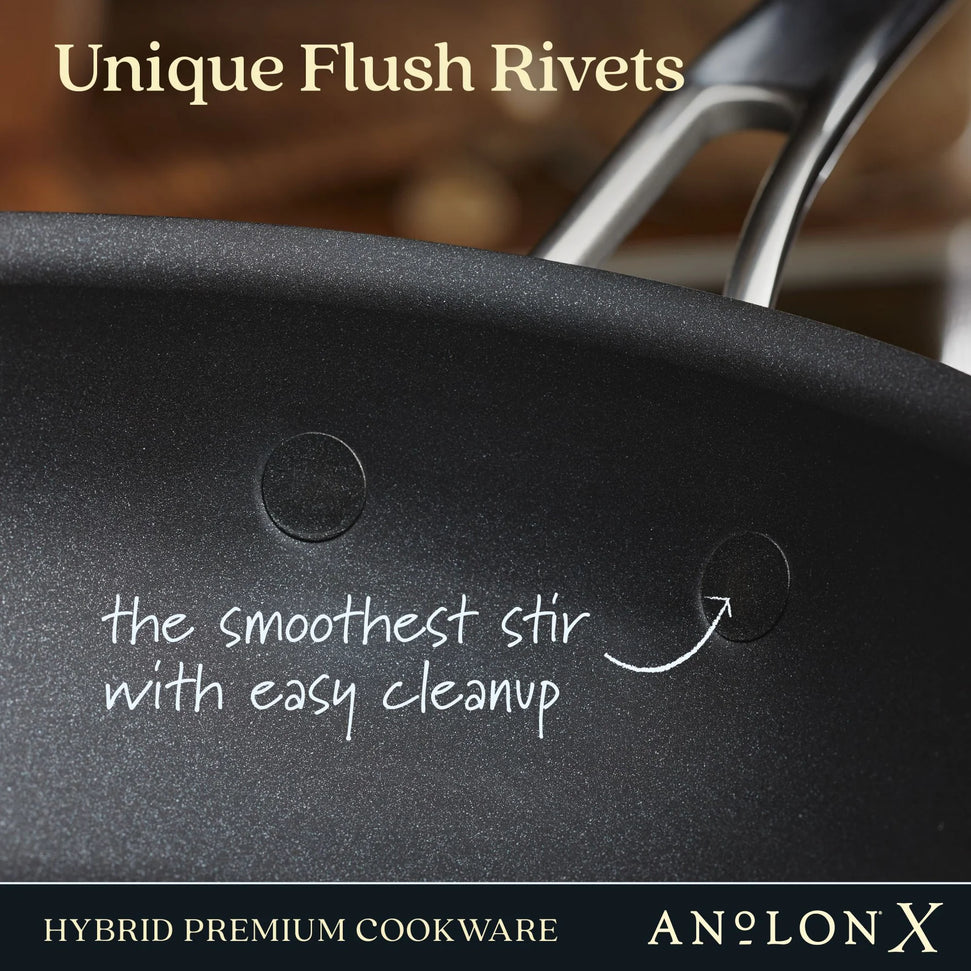 Anolon - 10" Black Hybrid Nonstick Wok With Lid - 14344