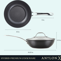 Anolon - 10" Black Hybrid Nonstick Wok With Lid - 14344