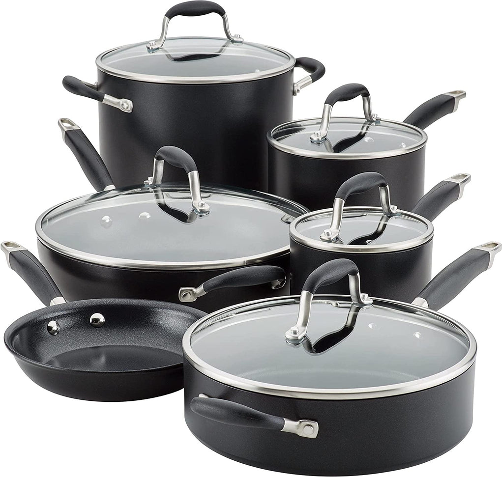 Anolon - 11 PC Advanced Home Hard Anodized Non-Stick Cookware Set Onyx - 84652