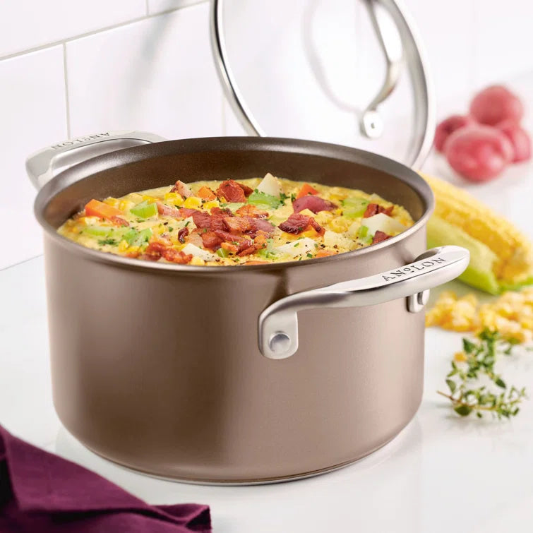Anolon - 4 QT, 3.8 L Ascend Hard Anodized Nonstick Saucepot with Lid - 85106