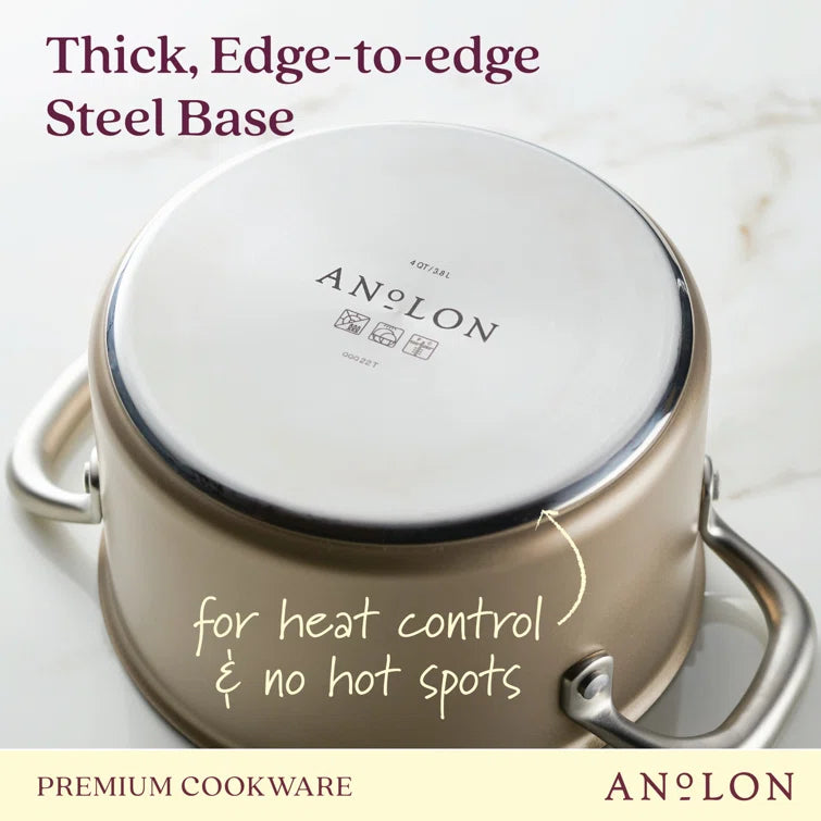 Anolon - 4 QT, 3.8 L Ascend Hard Anodized Nonstick Saucepot with Lid - 85106
