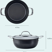 Anolon - 4 Qt Black Hybrid Nonstick Casserole Pan With Lid - 14386
