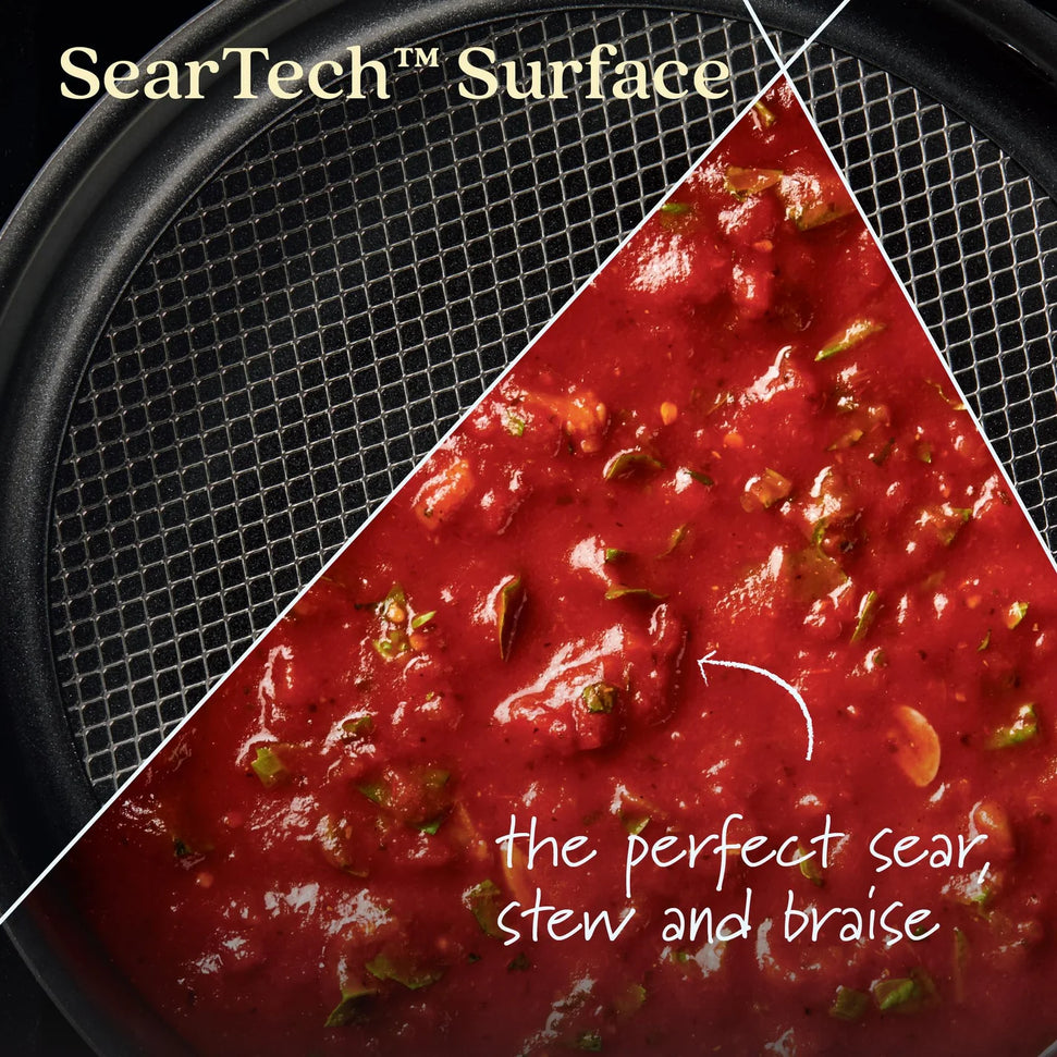 Anolon - X SearTech 3.5-Qt Super Dark Gray Aluminum Nonstick Saute Pan with Lid - 14385