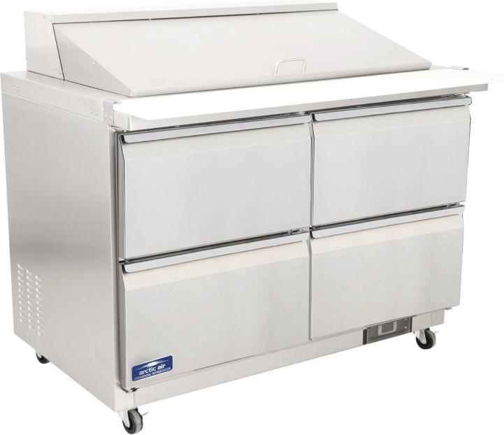 Arctic Air - 48" Four Drawers Mega Top Refrigerated Sandwich Prep Table - AMT(D)48R