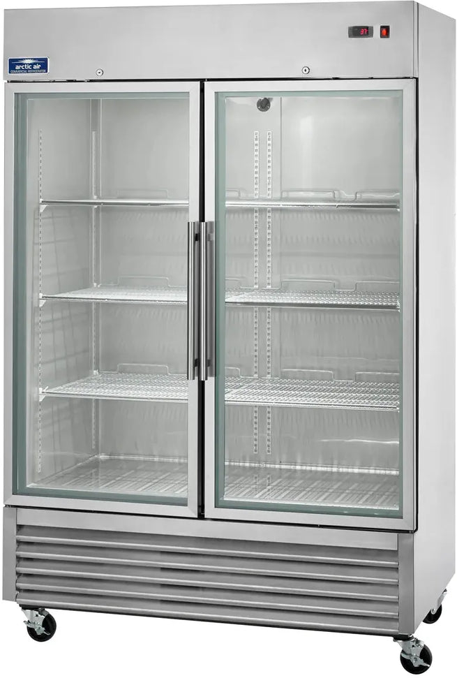Arctic Air - 49 cu. ft. 54" Two Glass Door Stainless Steel Reach In Freezer - AGDF49