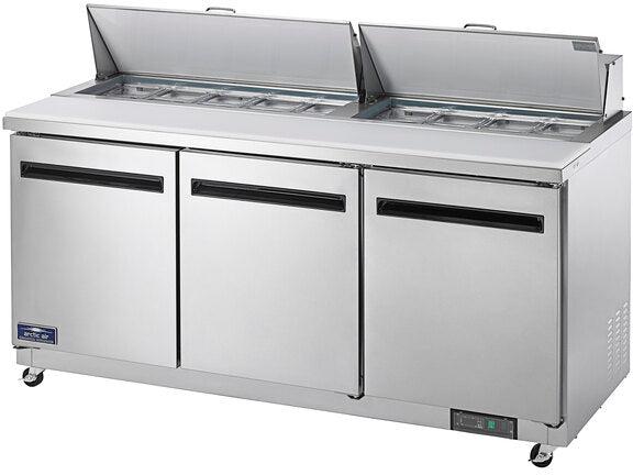Arctic Air - 72" Three Door Mega Top Refrigerated Sandwich/Salad Prep Table - AMT72R