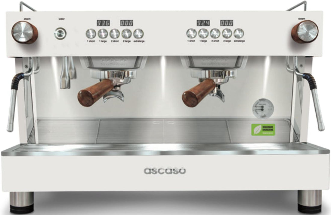 Ascaso - Barista T One Raised 2 Group Espresso Machine White/Wood - BT..4U (Special Order Item, ETA 3-4 Weeks)