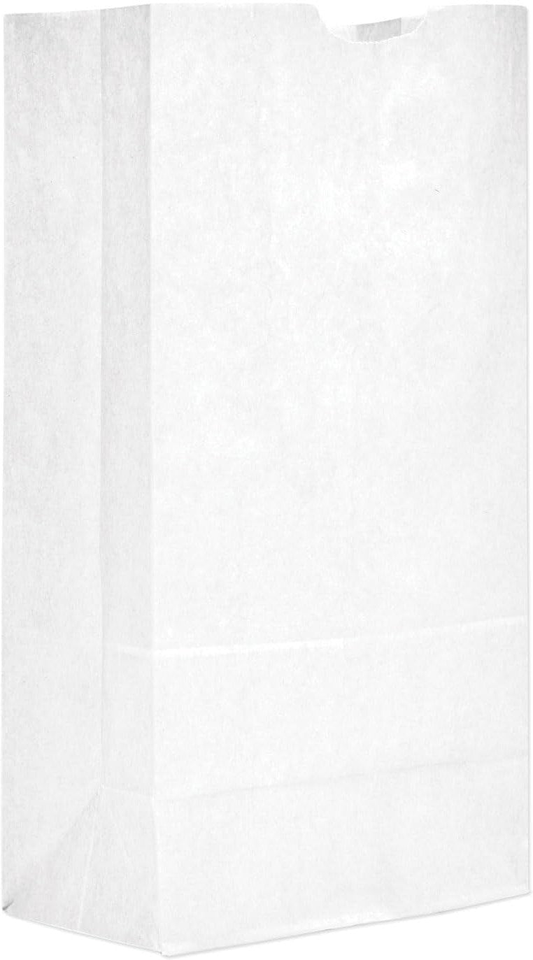 Atlas Paper Bag - 3 lb, 43/4 x 23/4 x 9" White Paper Bag, 500/bn - 025181