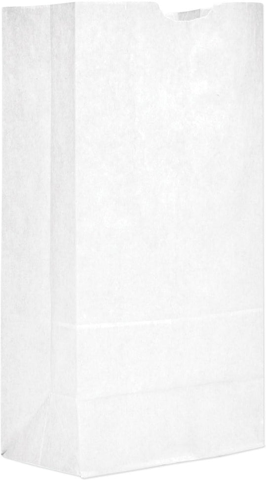 Atlas Paper Bag - 3 lb, 43/4 x 23/4 x 9" White Paper Bag, 500/bn - 4030004