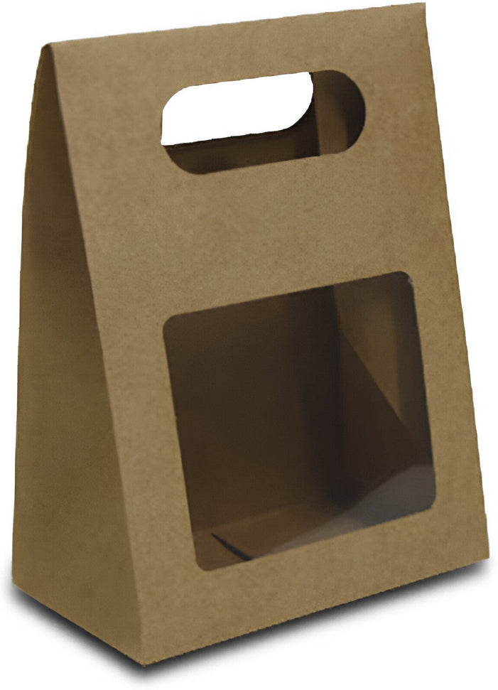 Atlas Paper Bag - 9 x 6 x 13" Brown Printed Paper Bag with Window, 1000/cs - 025785