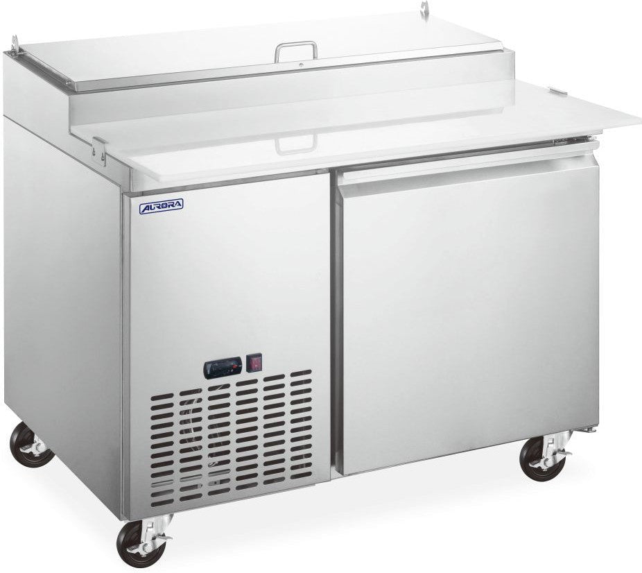 Aurora - 45" 7.8 Cu.Ft.Stainless Steel Refrigerated Pizza Prep Table with Single Door - 59042 - DISCONTINUED