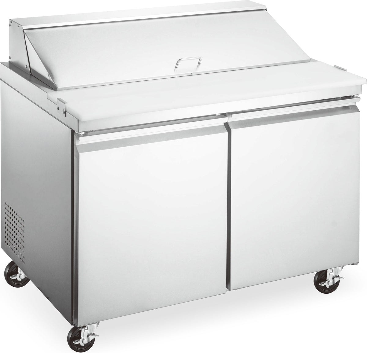 Aurora - 47" 13 Cu.Ft. Stainless Steel Refrigerated Salad/Sandwich Prep Table With Two Door - 59046 - DISCONTINUED