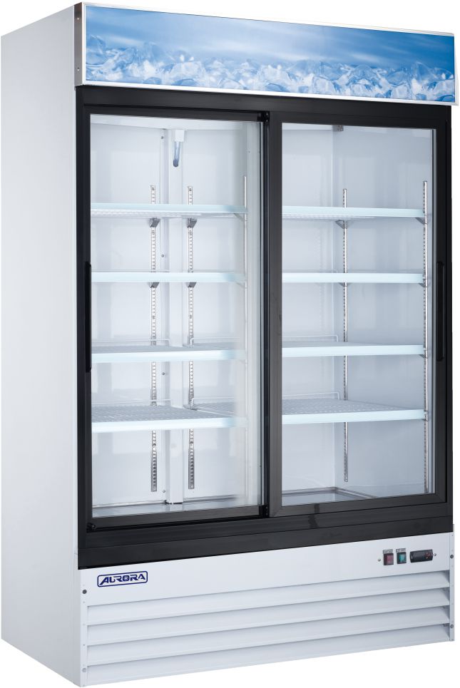 Aurora - 54" 45 Cu.Ft. White Double Glass Door Refrigerator with Lightbox - 59032 - DISCONTINUED