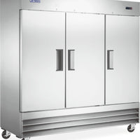 Aurora - 81″ 72 Cu.Ft. Stainless Steel Reach-In Refrigerator With Triple Door - 59028