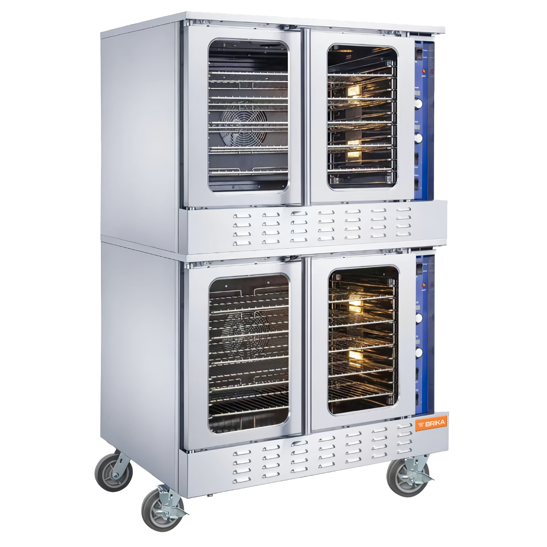 Brika - 38" Natural Gas Double Deck Convection Oven, 10 Full-Size Pans, 108,000 BTU - BCOS-2-NG