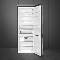 Smeg - 27" Bottom Mount Black Matte Right Hinge Fridge with Pro Handles - BM27URMB