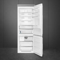 Smeg - 27" Bottom Mount White Matte Right Hinge Fridge with Pro Handles - BM27URMW