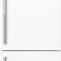 Smeg - 27" Bottom Mount White Matte Right Hinge Fridge with Pro Handles - BM27URMW