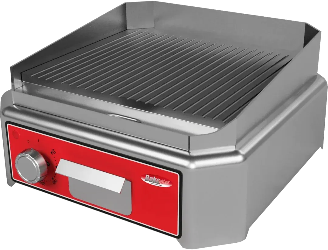 Bakemax - 17.5" Stainless Steel Countertop Mini Electric Ribbed Grill - BMSIE011