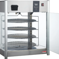 Bakemax - 18" Stainless Steel Four Tier Countertop Electric Rotating Pizza Warmer Display Case - BMPW418