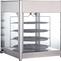 Bakemax - 18" Stainless Steel Four Tier Countertop Electric Rotating Pizza Warmer Display Case - BMPW418