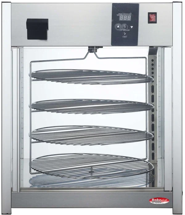 Bakemax - 18" Stainless Steel Four Tier Countertop Electric Rotating Pizza Warmer Display Case - BMPW418 - DISCONTINUED