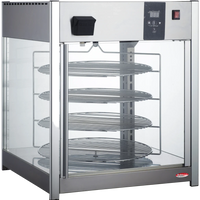 Bakemax - 18" Stainless Steel Four Tier Countertop Electric Rotating Pizza Warmer Display Case - BMPW418 - DISCONTINUED