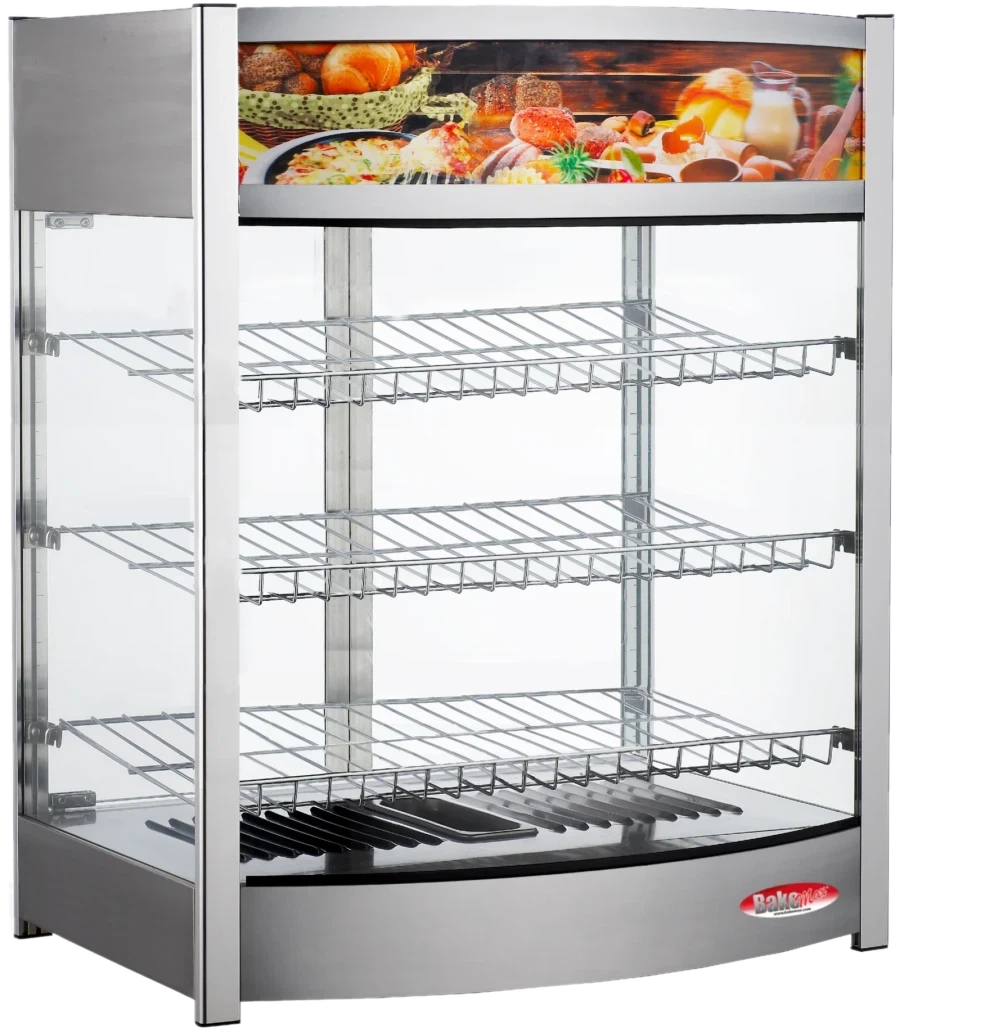 Bakemax - 25", 120V Wide Countertop Full-Service Bowed Face Heated Display Case with LED Lighting - BMCBF25 - DISCONTINUED