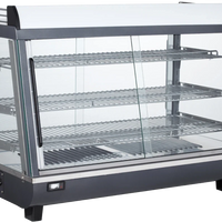 Bakemax - 36" Stainless Steel Wide Countertop Electric Heated Display Case With LED Lighting - BMTSC36