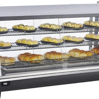 Bakemax - 48" Stainless Steel Wide Countertop Electric Heated Display Case with LED Lighting - BMTSC48