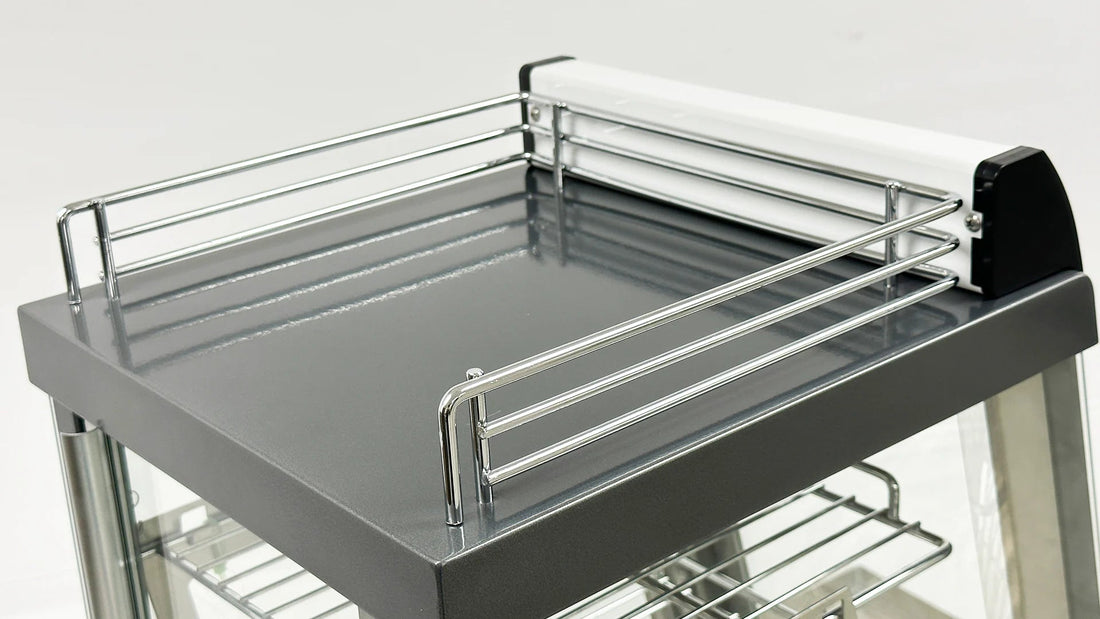 Bakemax - 48" Stainless Steel Wide Countertop Electric Heated Display Case with LED Lighting - BMTSC48