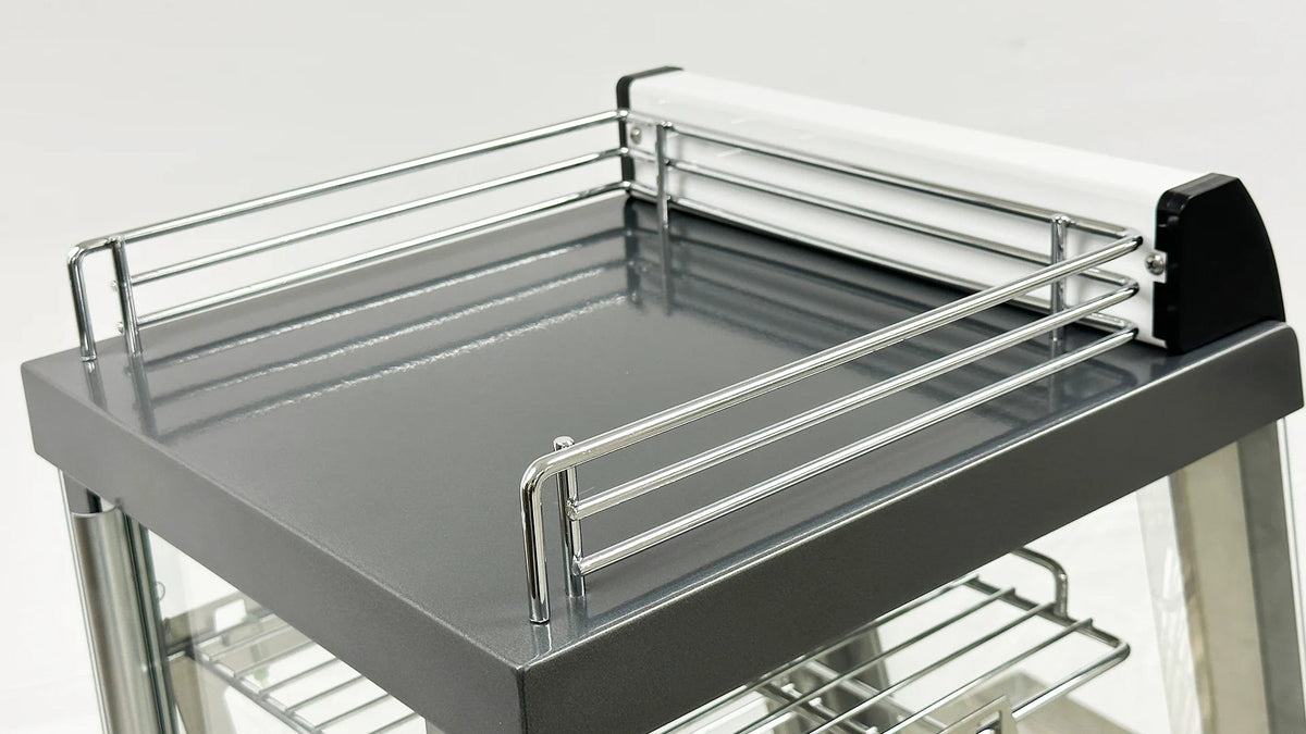 Bakemax - 48" Stainless Steel Wide Countertop Electric Heated Display Case with LED Lighting - BMTSC48