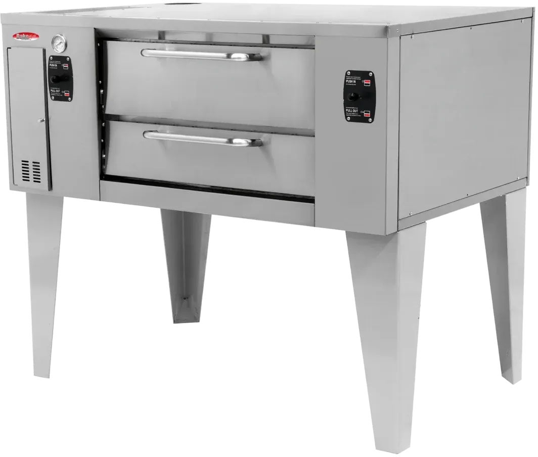 Bakemax - 55” Wide Commercial Floor Model Gas Pizza Stone Hearth Deck Oven - BMBPD915