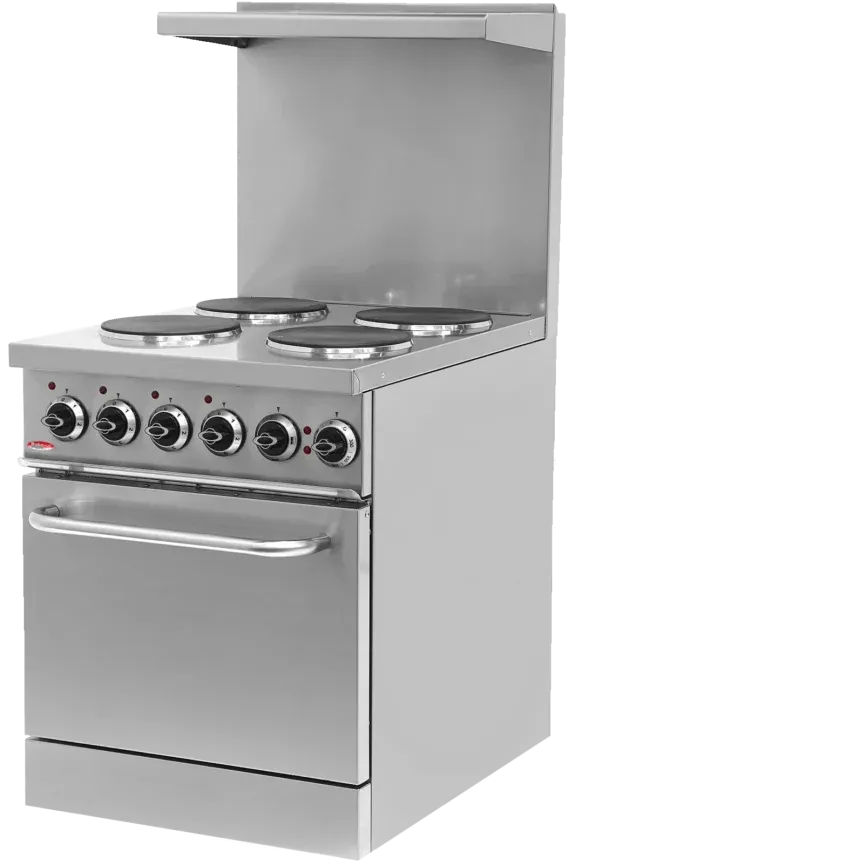 Bakemax - Commercial Floor Model 24” Wide 4 Burner Electric Range - BMPLS7KE021