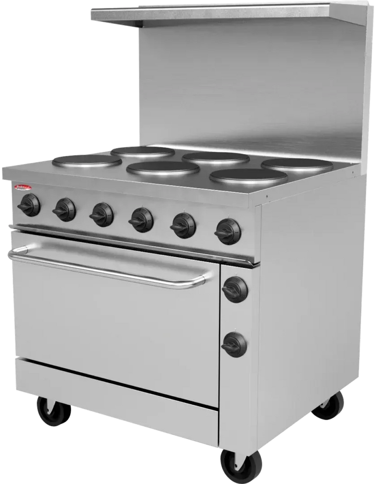 Bakemax - Commercial Floor Model 36” Wide 6 Burner Electric Range - BMPLS7KE031