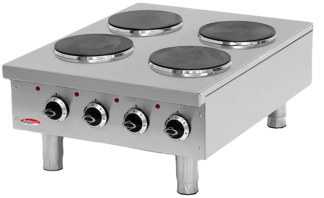 Bakemax - Stainless Steel Countertop Electric Hot Plate with 4 Burners - BMPLS7KE020