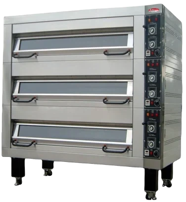 Bakemax - Three Deck Two Pan Wide Floor Model Electric Artisan Stone Deck Oven - BMDDD03