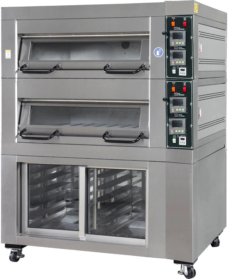Bakemax - Two Deck Four Pan Wide Floor Model Electric Artisan Stone Deck Oven - BMFD002