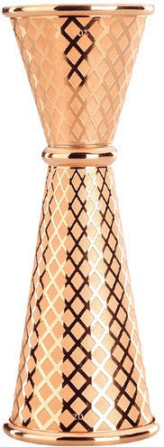 Barfly - 1 x 2 Oz Copper Plated Diamond Lattice Japanese Style Jigger - M37202CP