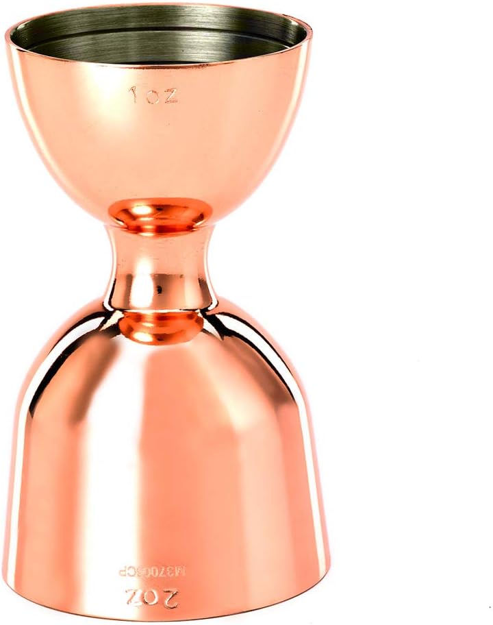 Barfly - 1 x 2 Oz Copper Plated Heavy-Duty Straight Rim Bell Jigger - M37006CP