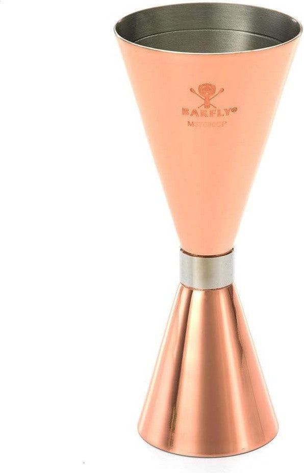 Barfly - 1 x 2 Oz Copper Plated Slim Style Jigger with Stainless Band - M37090CP