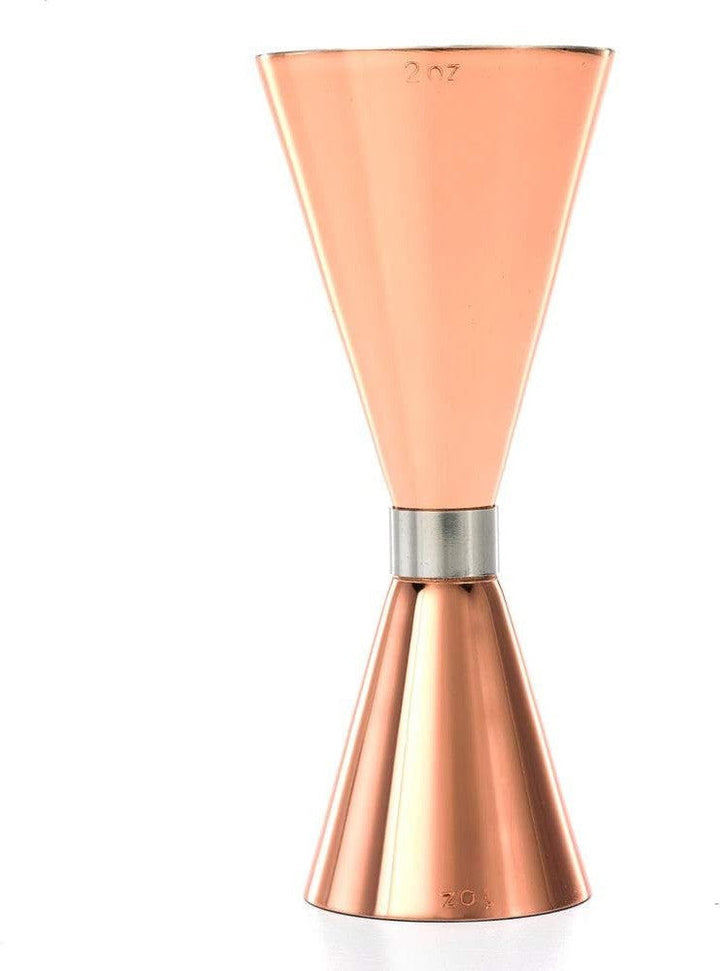 Barfly - 1 x 2 Oz Copper Plated Slim Style Jigger with Stainless Band - M37090CP