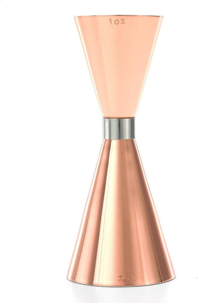 Barfly - 1 x 2 Oz Copper Plated Slim Style Jigger with Stainless Band - M37090CP