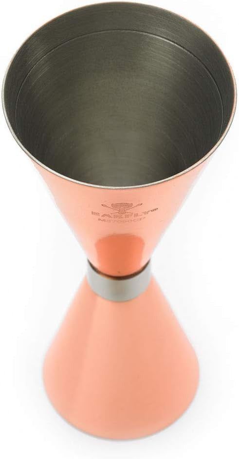 Barfly - 1 x 2 Oz Copper Plated Slim Style Jigger with Stainless Band - M37090CP