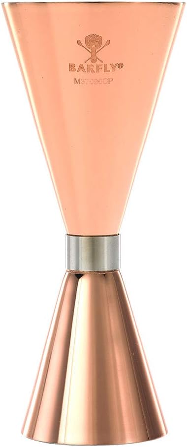 Barfly - 1 x 2 Oz Copper Plated Slim Style Jigger with Stainless Band - M37090CP