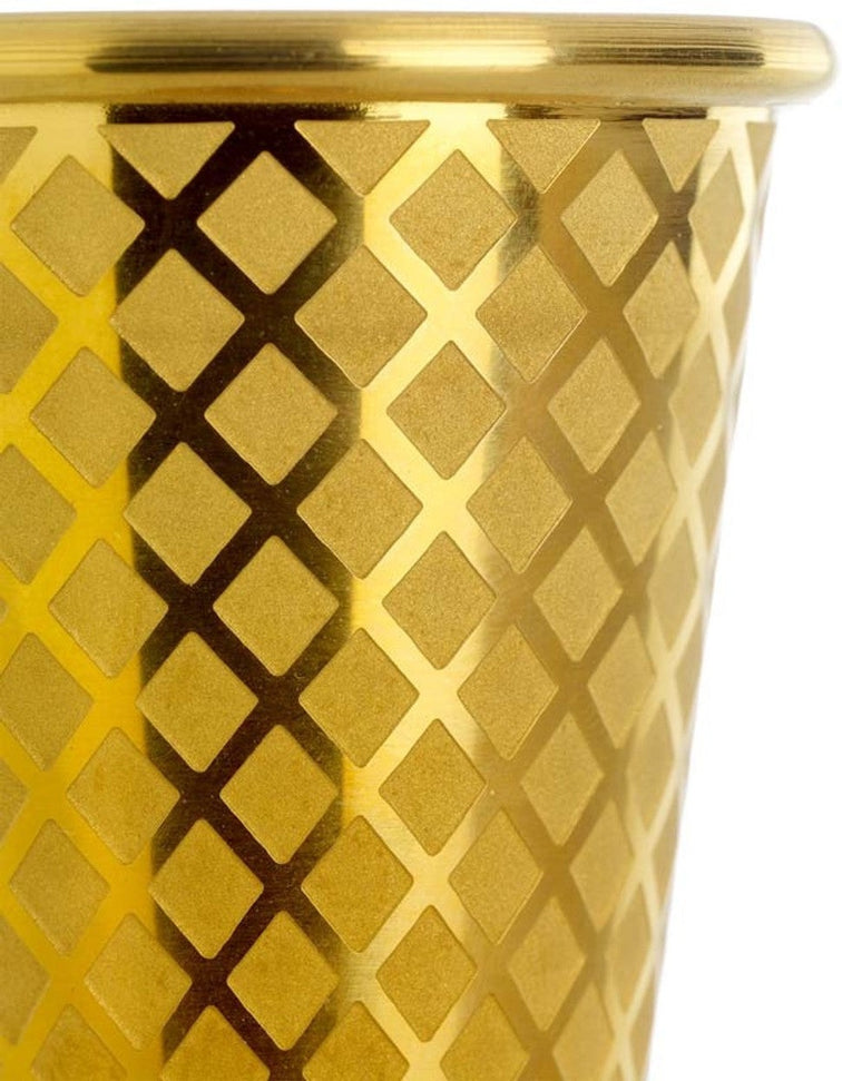 Barfly - 1 x 2 Oz Gold Plated Diamond Lattice Japanese Style Jigger - M37202GD