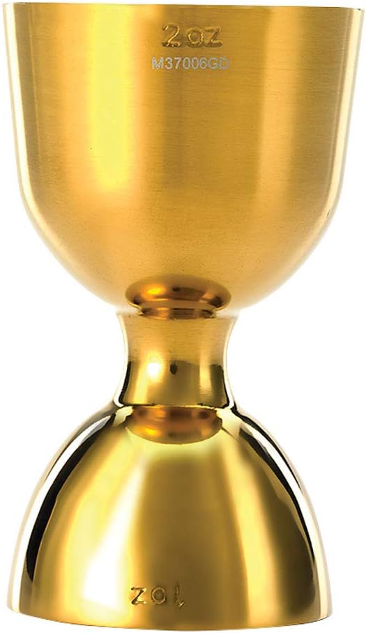 Barfly - 1 x 2 Oz Gold Plated Heavy-Duty Straight Rim Bell Jigger - M37006GD