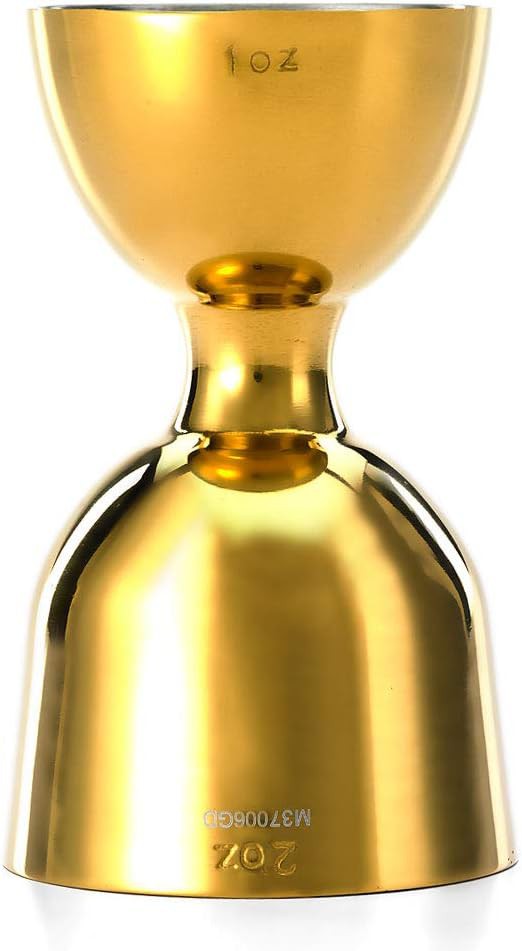Barfly - 1 x 2 Oz Gold Plated Heavy-Duty Straight Rim Bell Jigger - M37006GD