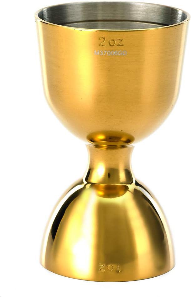 Barfly - 1 x 2 Oz Gold Plated Heavy-Duty Straight Rim Bell Jigger - M37006GD